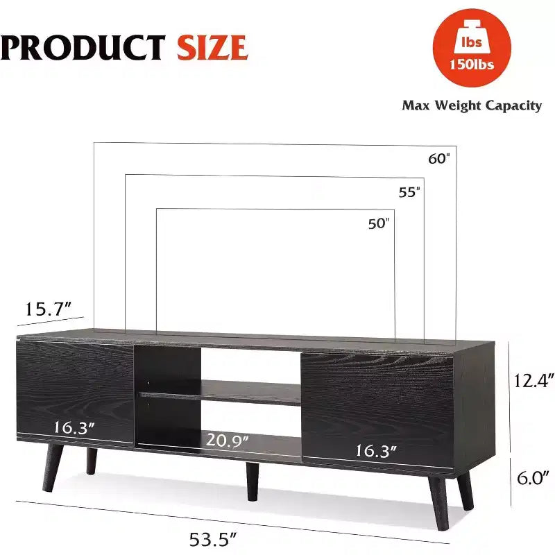 DEXYLLO meuble TV pour téléviseurs 55 60 pouces, centre de divertissement bohème avec armoires de rangement, console TV pour décoration de salon