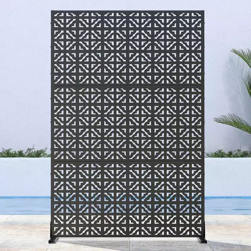 PexFix Panneau rectangulaire d'intimité extérieur 72 po x 47 po en acier galvanisé noir