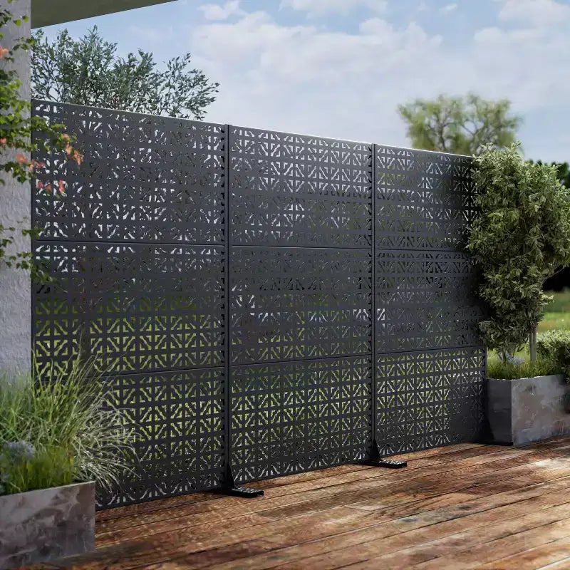 PexFix Panneau rectangulaire d'intimité extérieur 72 po x 47 po en acier galvanisé noir