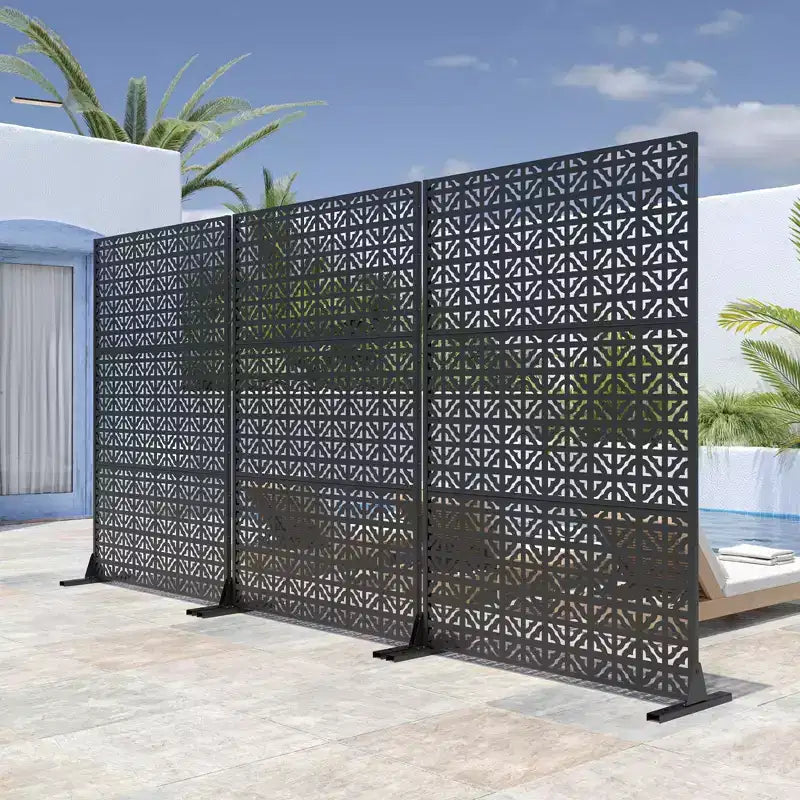 PexFix Panneau rectangulaire d'intimité extérieur 72 po x 47 po en acier galvanisé noir