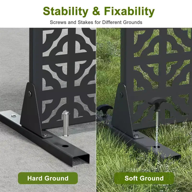 PexFix Panneau rectangulaire d'intimité extérieur 72 po x 47 po en acier galvanisé noir
