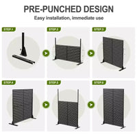 PexFix Panneau rectangulaire d'intimité extérieur 72 po x 47 po en acier galvanisé noir