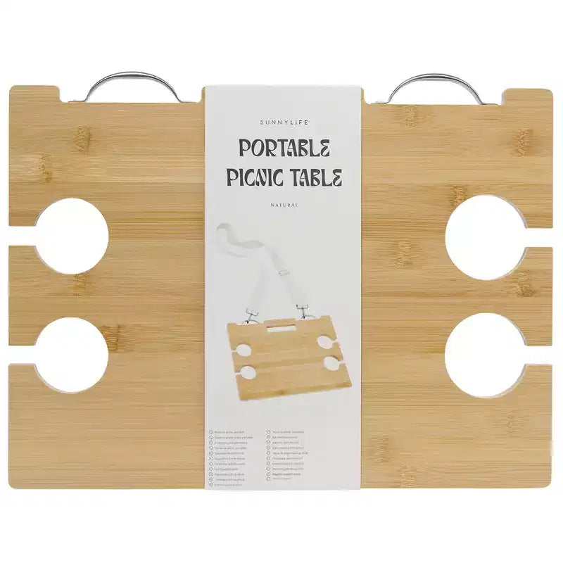 Sunnylife : Table de pique-nique portable - Le Weekend Natural - Support à snacks en bambou