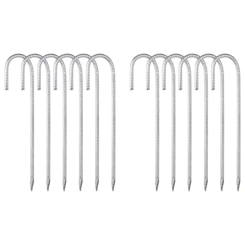 Unique Bargains Piquet de jardin en acier galvanise antirouille durable et solide, 12 pièces
