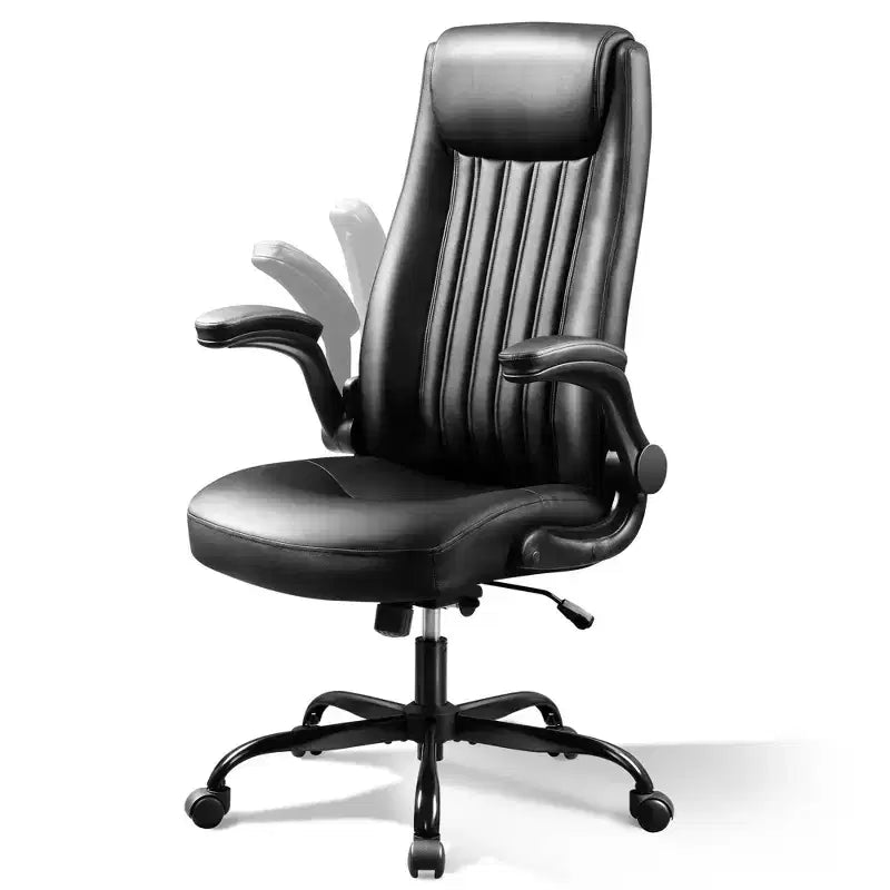 Chaise de bureau ergonomique à dossier haut, chaise de bureau à accoudoirs relevables réglables avec soutien lombaire et appui-tête épais