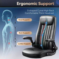 Chaise de bureau ergonomique à dossier haut, chaise de bureau avec accoudoirs rabattables réglables, soutien lombaire et appuie-tête épais