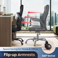 Chaise de bureau ergonomique à dossier haut, chaise de bureau avec accoudoirs rabattables réglables, soutien lombaire et appuie-tête épais