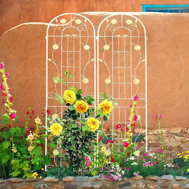 Lot de 4 treillis de jardin en metal 86,7 x 19,7, treillis antirouille pour plantes grimpantes, support de fleurs d'extérieur, vert