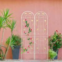 Lot de 4 treillis de jardin en metal 86,7 x 19,7, treillis antirouille pour plantes grimpantes, support de fleurs d'extérieur, vert