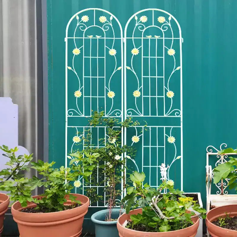 Lot de 4 treillis de jardin en metal 86,7 x 19,7, treillis antirouille pour plantes grimpantes, support de fleurs d'extérieur, vert