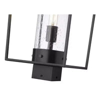 Sheridan Borne d'éclairage extérieur 1 lumière - Lanterne en acier noir avec abat-jour en verre bullé