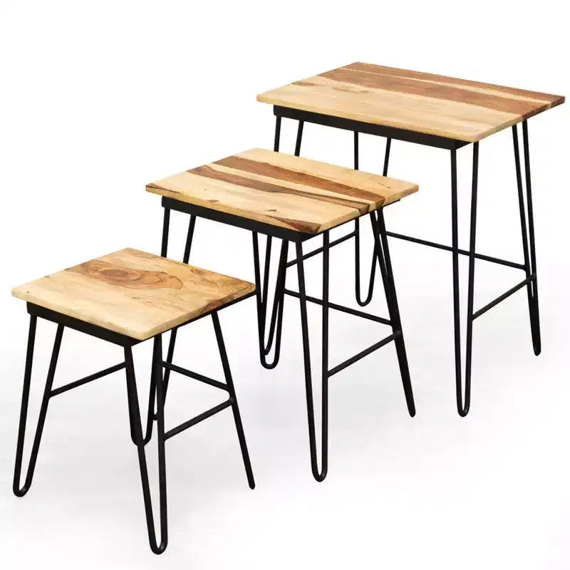 GDFStudio Bruno ensembles de tables d'appoint gigognes 3 pièces rectangulaires à plateau bicolore