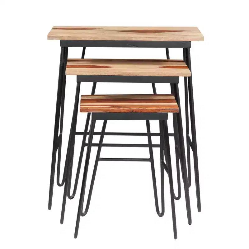 GDFStudio Bruno ensembles de tables d'appoint gigognes 3 pièces rectangulaires à plateau bicolore