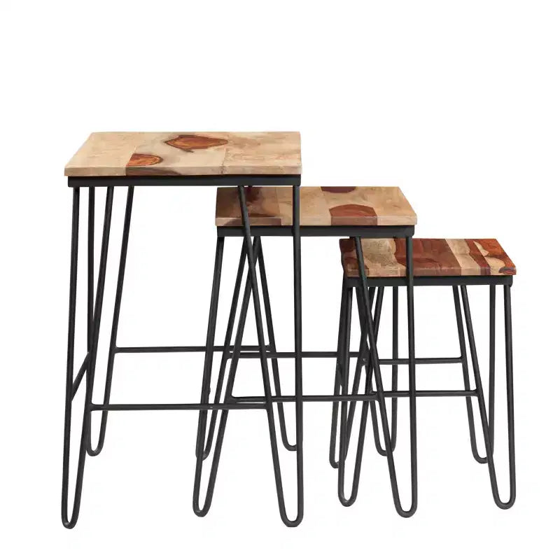 GDFStudio Bruno ensembles de tables d'appoint gigognes 3 pièces rectangulaires à plateau bicolore