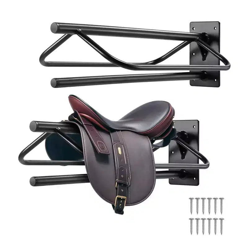 VEVOR Support à selle avec barre de protection, 60,5 x 32 x 25,9 cm, lot de 2 supports muraux pour selles, support de selle en acier robuste, support de selle pour selles Western et anglaises