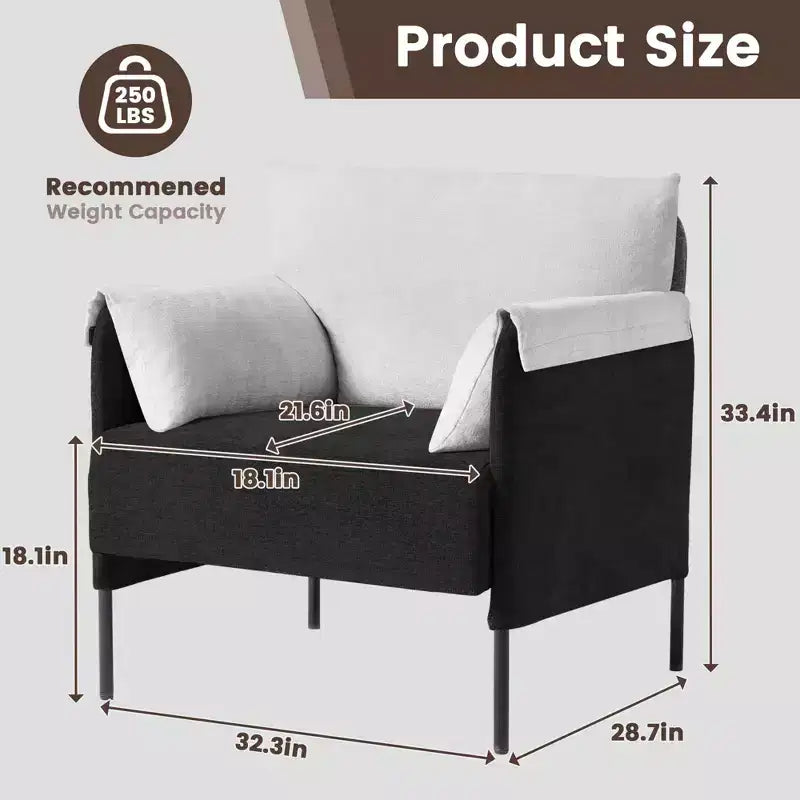 Fauteuil d'appoint surdimensionné en chenille, fauteuil sofa à grande assise, fauteuil moderne de lecture pour chambre salon (lot de 2