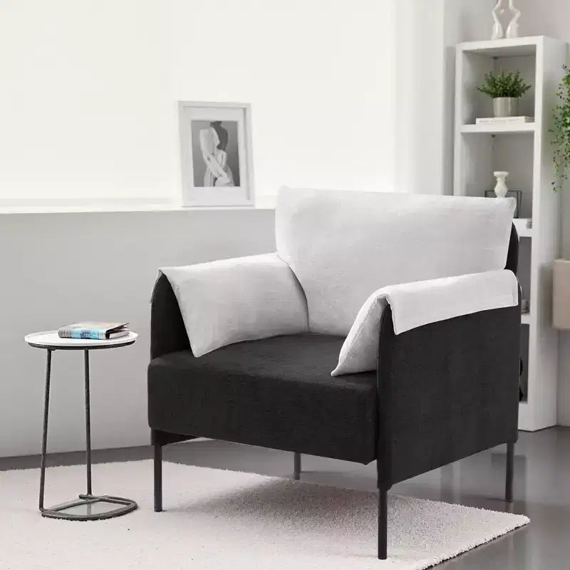Fauteuil d'appoint surdimensionné en chenille, fauteuil sofa à grande assise, fauteuil moderne de lecture pour chambre salon (lot de 2