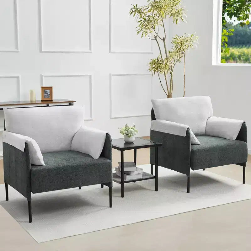 Fauteuil d'appoint surdimensionné en chenille, fauteuil sofa à grande assise, fauteuil moderne de lecture pour chambre salon (lot de 2