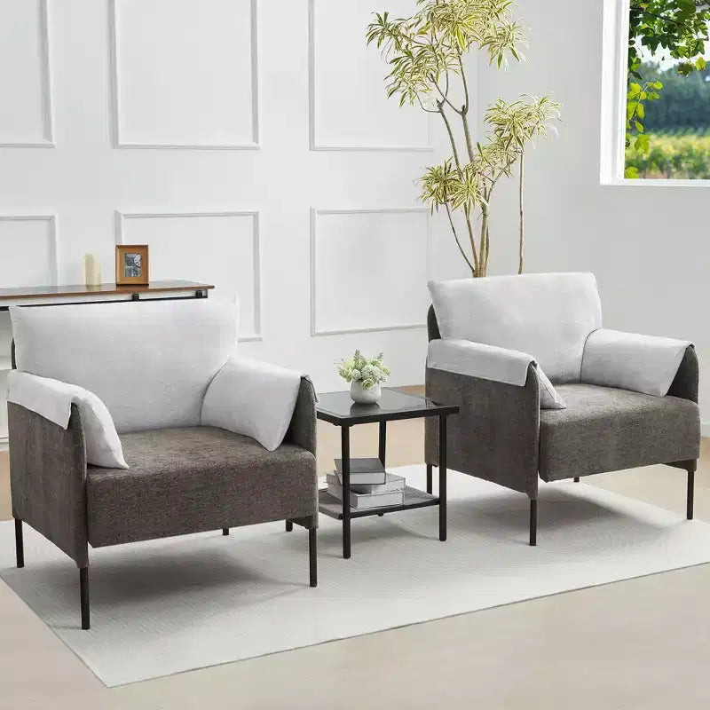 Fauteuil d'appoint surdimensionné en chenille, fauteuil sofa à grande assise, fauteuil moderne de lecture pour chambre salon (lot de 2