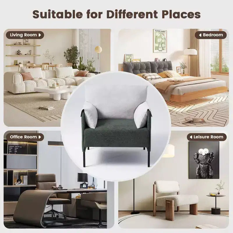 Fauteuil d'appoint surdimensionné en chenille, fauteuil sofa à grande assise, fauteuil moderne de lecture pour chambre salon (lot de 2