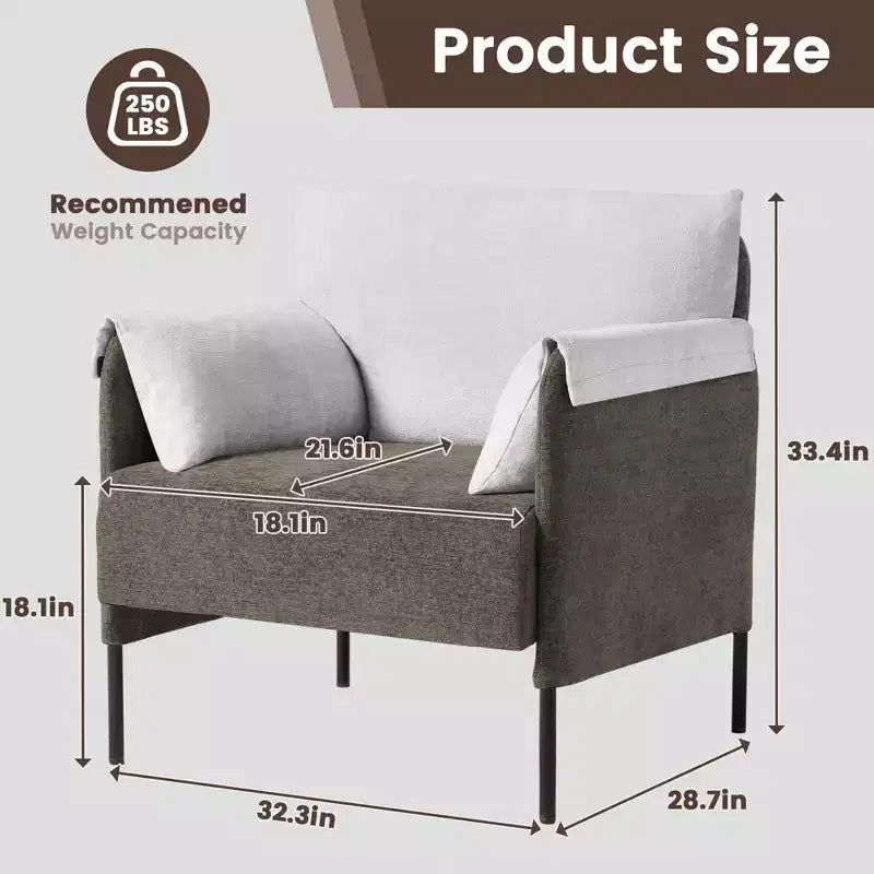 Fauteuil d'appoint surdimensionné en chenille, fauteuil sofa à grande assise, fauteuil moderne de lecture pour chambre salon (lot de 2