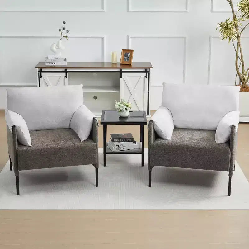 Fauteuil d'appoint surdimensionné en chenille, fauteuil sofa à grande assise, fauteuil moderne de lecture pour chambre salon (lot de 2