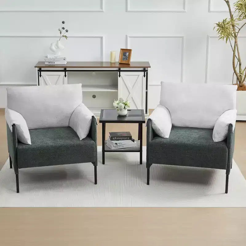 Fauteuil d'appoint surdimensionné en chenille, fauteuil sofa à grande assise, fauteuil moderne de lecture pour chambre salon (lot de 2