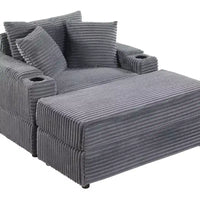 Canapé avec 2 coussins décoratifs et un pouf, Canapé confortable - Canapé profond pour salon