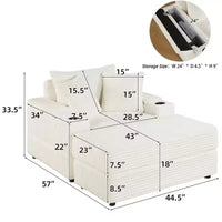 Canapé avec 2 coussins décoratifs et un pouf, Canapé confortable - Canapé profond pour salon
