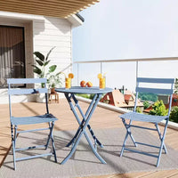 Ensemble bistro pliant 3 pièces vert, table et chaises à armature métallique pour petits espaces, utilisation intérieure/extérieure