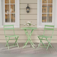 Ensemble bistro pliant 3 pièces vert, table et chaises à armature métallique pour petits espaces, utilisation intérieure/extérieure