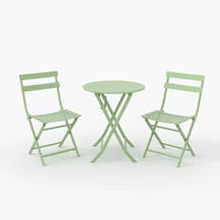 Ensemble bistro pliant 3 pièces vert, table et chaises à armature métallique pour petits espaces, utilisation intérieure/extérieure