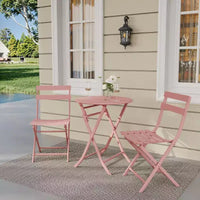 Ensemble bistro pliant 3 pièces vert, table et chaises à armature métallique pour petits espaces, utilisation intérieure/extérieure