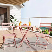Ensemble bistro pliant 3 pièces vert, table et chaises à armature métallique pour petits espaces, utilisation intérieure/extérieure