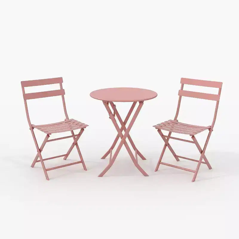 Ensemble bistro pliant 3 pièces vert, table et chaises à armature métallique pour petits espaces, utilisation intérieure/extérieure