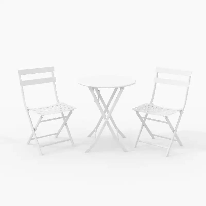 Ensemble bistro pliant 3 pièces vert, table et chaises à armature métallique pour petits espaces, utilisation intérieure/extérieure