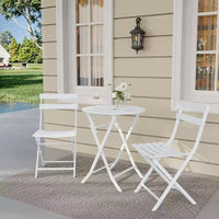 Ensemble bistro pliant 3 pièces vert, table et chaises à armature métallique pour petits espaces, utilisation intérieure/extérieure