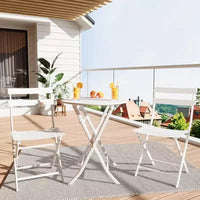 Ensemble bistro pliant 3 pièces vert, table et chaises à armature métallique pour petits espaces, utilisation intérieure/extérieure
