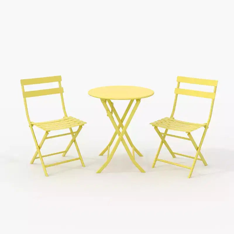 Ensemble bistro pliant 3 pièces vert, table et chaises à armature métallique pour petits espaces, utilisation intérieure/extérieure