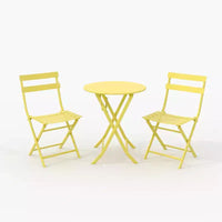 Ensemble bistro pliant 3 pièces vert, table et chaises à armature métallique pour petits espaces, utilisation intérieure/extérieure