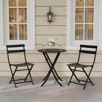 Ensemble bistro pliant 3 pièces vert, table et chaises à armature métallique pour petits espaces, utilisation intérieure/extérieure
