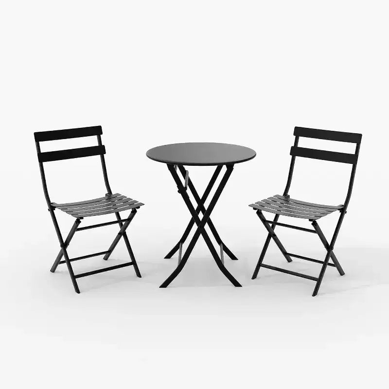 Ensemble bistro pliant 3 pièces vert, table et chaises à armature métallique pour petits espaces, utilisation intérieure/extérieure
