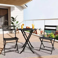 Ensemble bistro pliant 3 pièces vert, table et chaises à armature métallique pour petits espaces, utilisation intérieure/extérieure