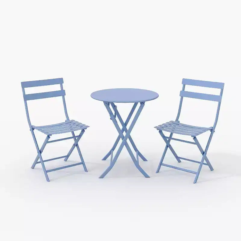 Ensemble bistro pliant 3 pièces vert, table et chaises à armature métallique pour petits espaces, utilisation intérieure/extérieure