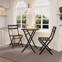 3-Piece Green Folding Bistro Set, Metal Frame Table and Chairs for Small Spaces, Indoor/Outdoor Use