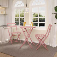 Ensemble bistro pliant 3 pièces vert, table et chaises à armature métallique pour petits espaces, utilisation intérieure/extérieure
