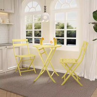 Ensemble bistro pliant 3 pièces vert, table et chaises à armature métallique pour petits espaces, utilisation intérieure/extérieure