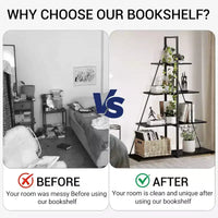 Bibliothèque à 4 étagères, structure en A voilier, étagère d'exposition échelle, bibliothèque classique moderne pour CD/livres/films
