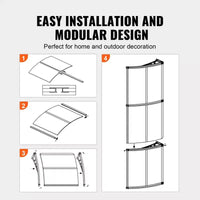 Auvent de fenêtre et de porte VEVOR, auvent extérieur en polycarbonate UPF 50+ pour porte d'entrée, auvent pour porte d'entrée