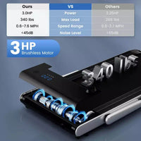 Tapis roulant pliable 3-en-1 Costway avec applications intelligentes, télécommande, écran LED et haut-parleurs bleu/argent